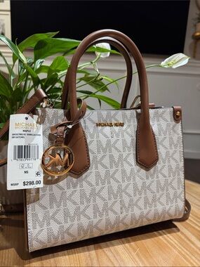 Michael Kors Vanilla and Maple Small Signature Satchel
